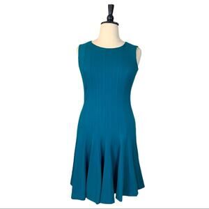 Lands’ End Teal Green/Blue Seamed Sleeveless Fit Flare Ponte Dress Size 14
